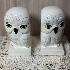 Harry Potter Hedwig White Snow Owl Bookends with Yellow Eyes
